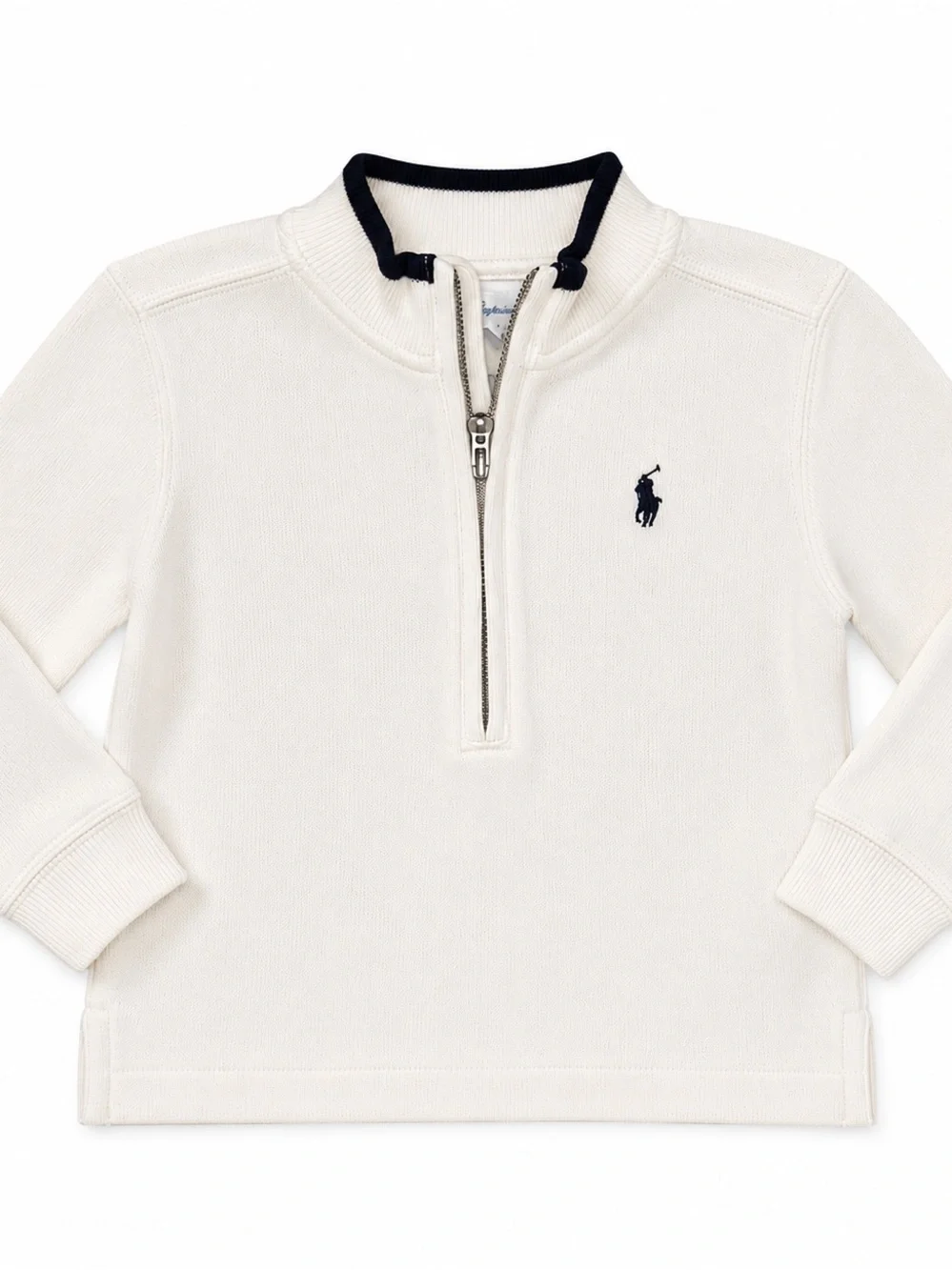 Ralph Lauren Cream Half-Zip Pullover with Navy Polo Pony